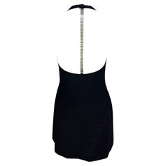 Vintage S/S 1996 Gucci by Tom Ford Metal Logo Spine Racerback Black Mini Dress