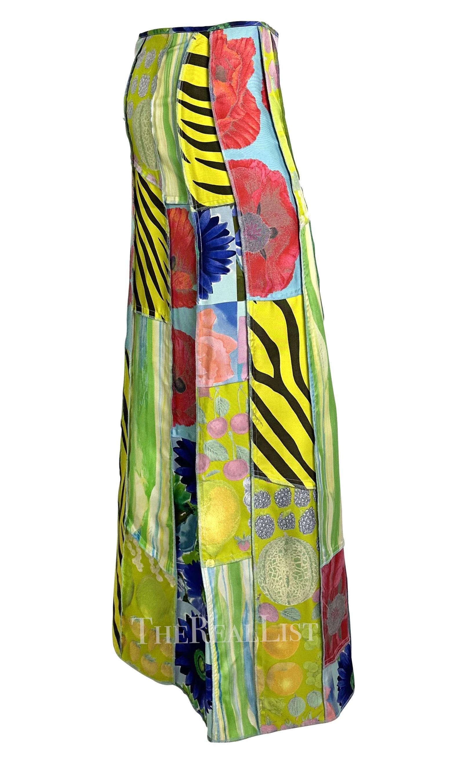 Jupe longue fendue de défilé Gucci by Tom Ford en soie patchwork multicolore, P/E 1996 en vente 4