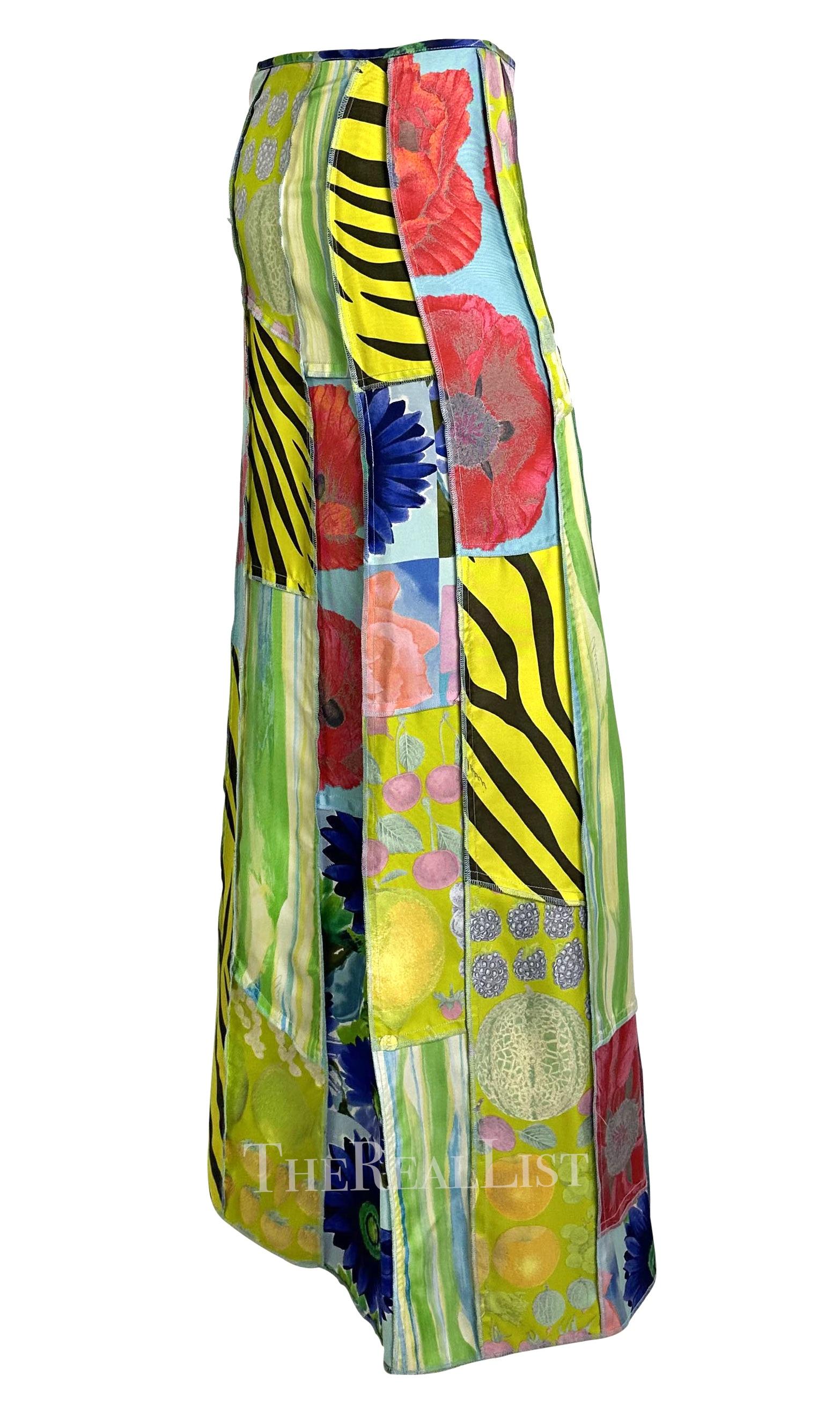 S/S 1996 Gucci by Tom Ford Multicolor Patchwork Silk Maxi Runway Slit Skirt For Sale 5