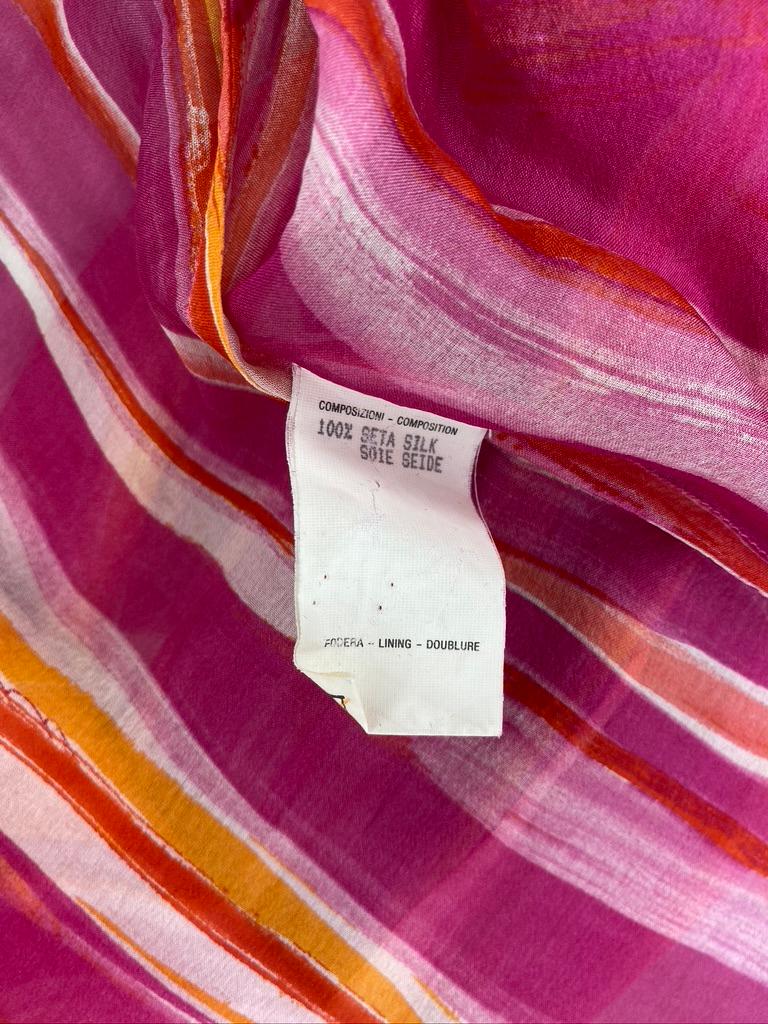 S/S 1996 Gucci by Tom Ford Pink Orange Sheer Abstract Watercolor Button Up Top 2