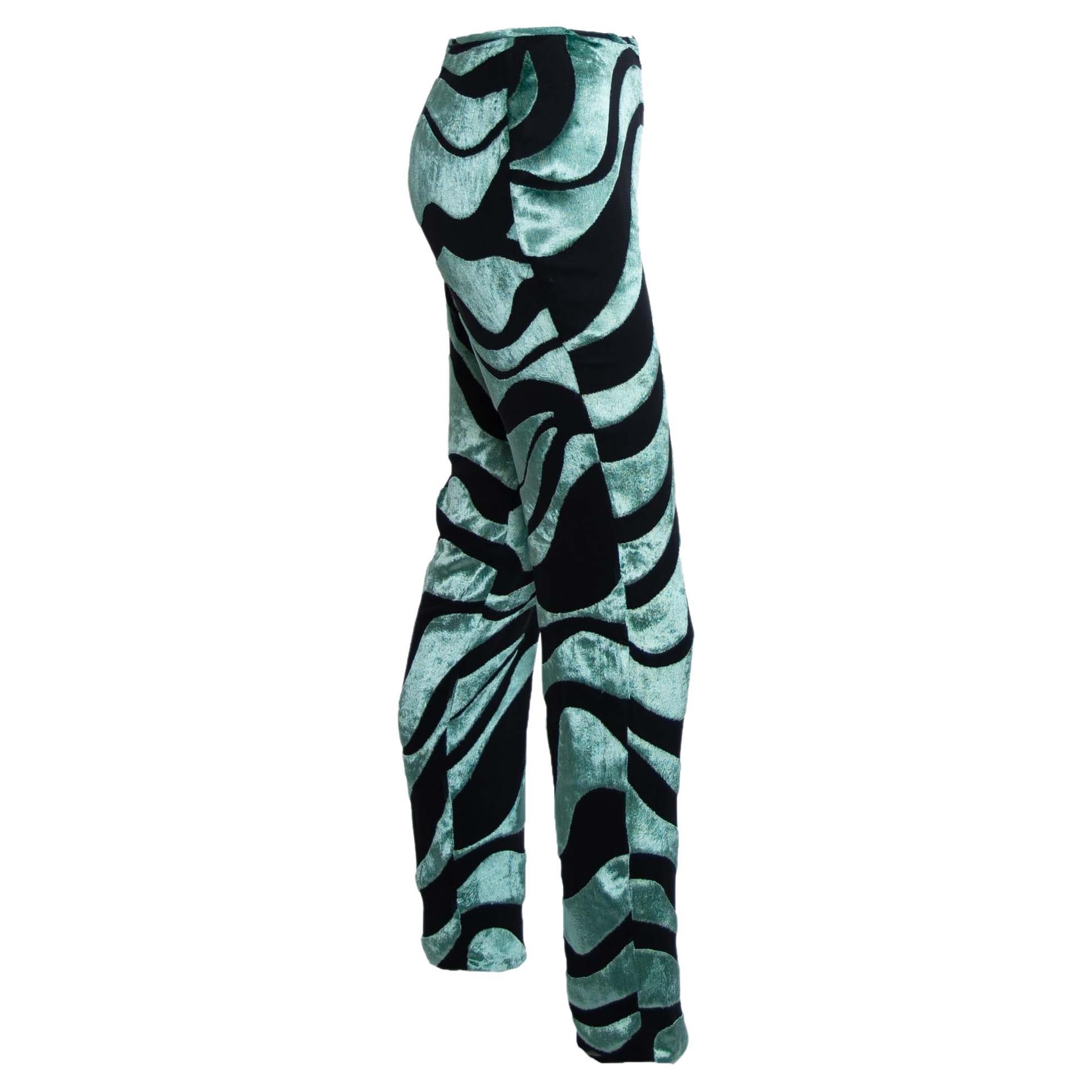 Black S/S 1996 Gucci by Tom Ford Psychedelic Velvet Runway Documented Pants