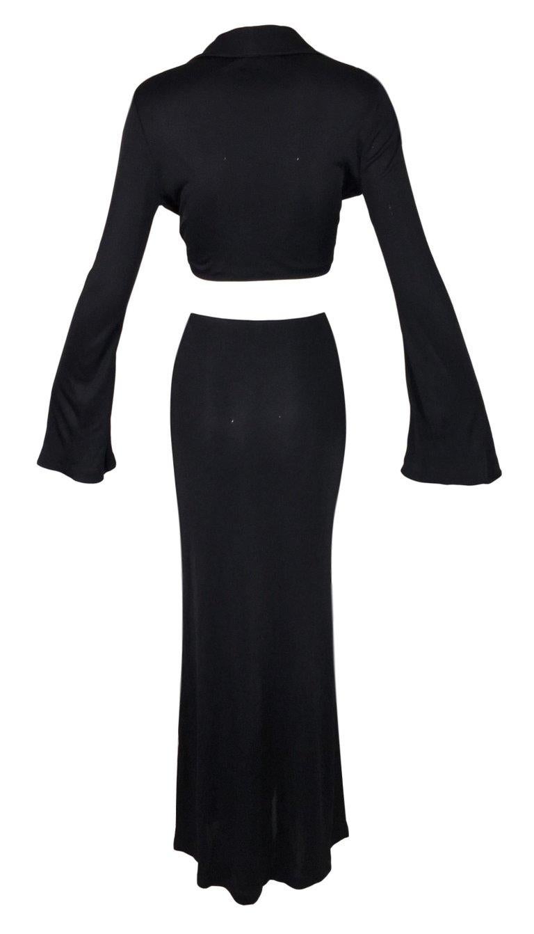 S/S 1996 Gucci by Tom Ford Runway Black Wrap Crop Top and Long Skirt ...
