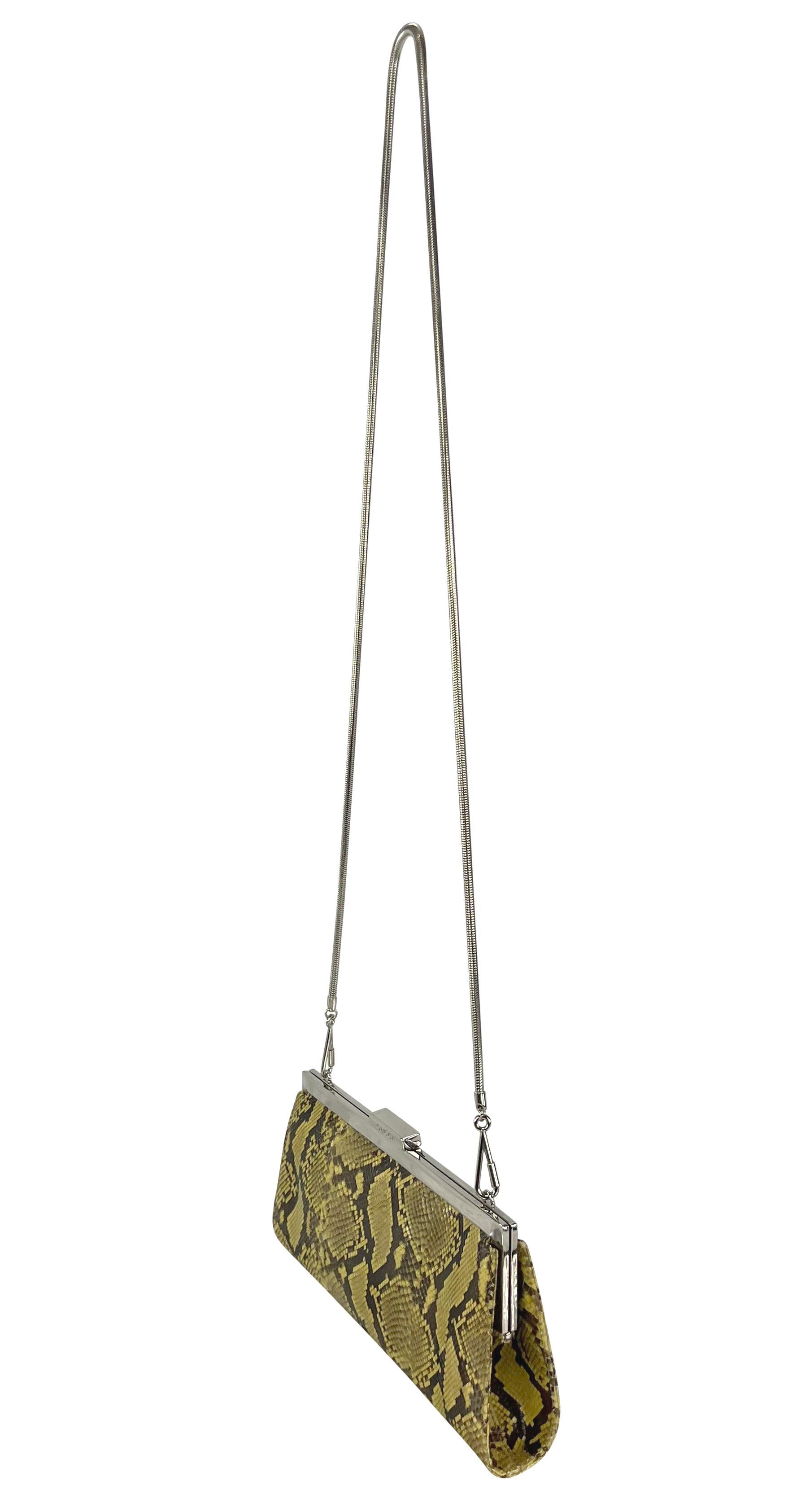 S/S 1996 Gucci by Tom Ford Runway Yellow Genuine Python Skin Chain Crossbody Bag For Sale 2