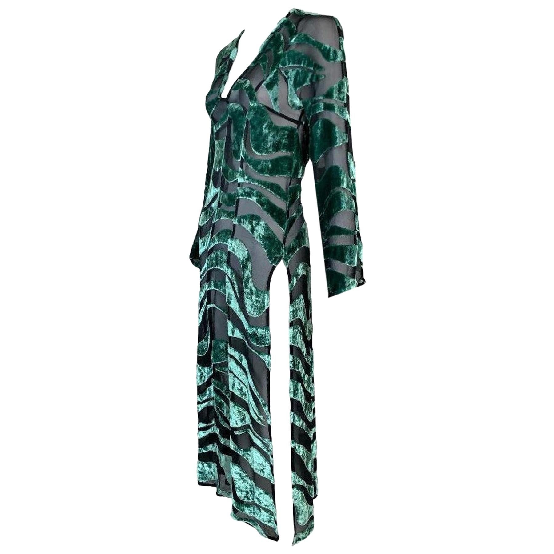 S/S 1996 Gucci by Tom Ford Sheer Black & Green Long Dress