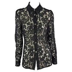 S/S 1996 Gucci by Tom Ford Sheer Black Lace Button Up Shirt