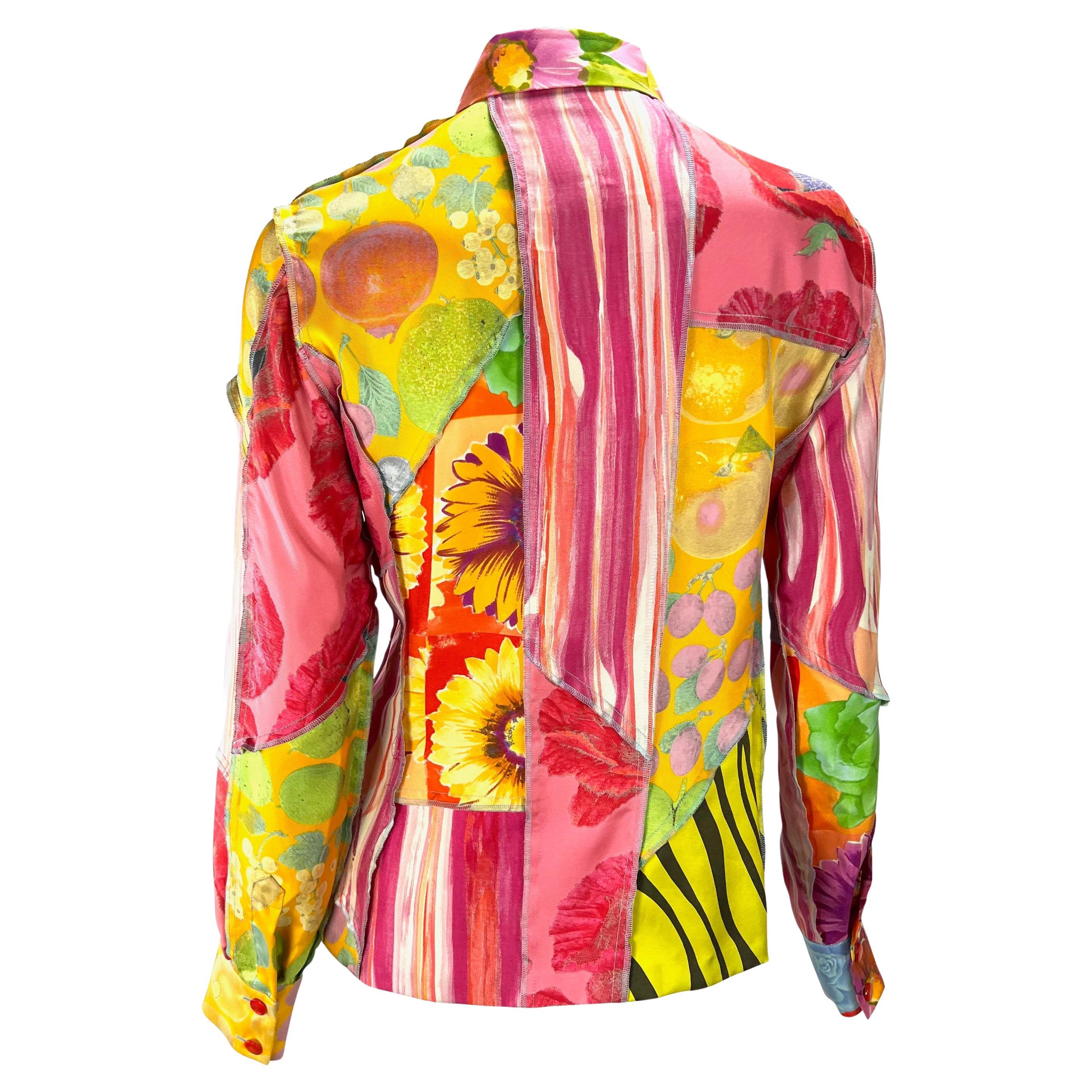 S/S 1996 Gucci by Tom Ford Silk Patchwork Inside Out Print Button Up Blouse For Sale 1