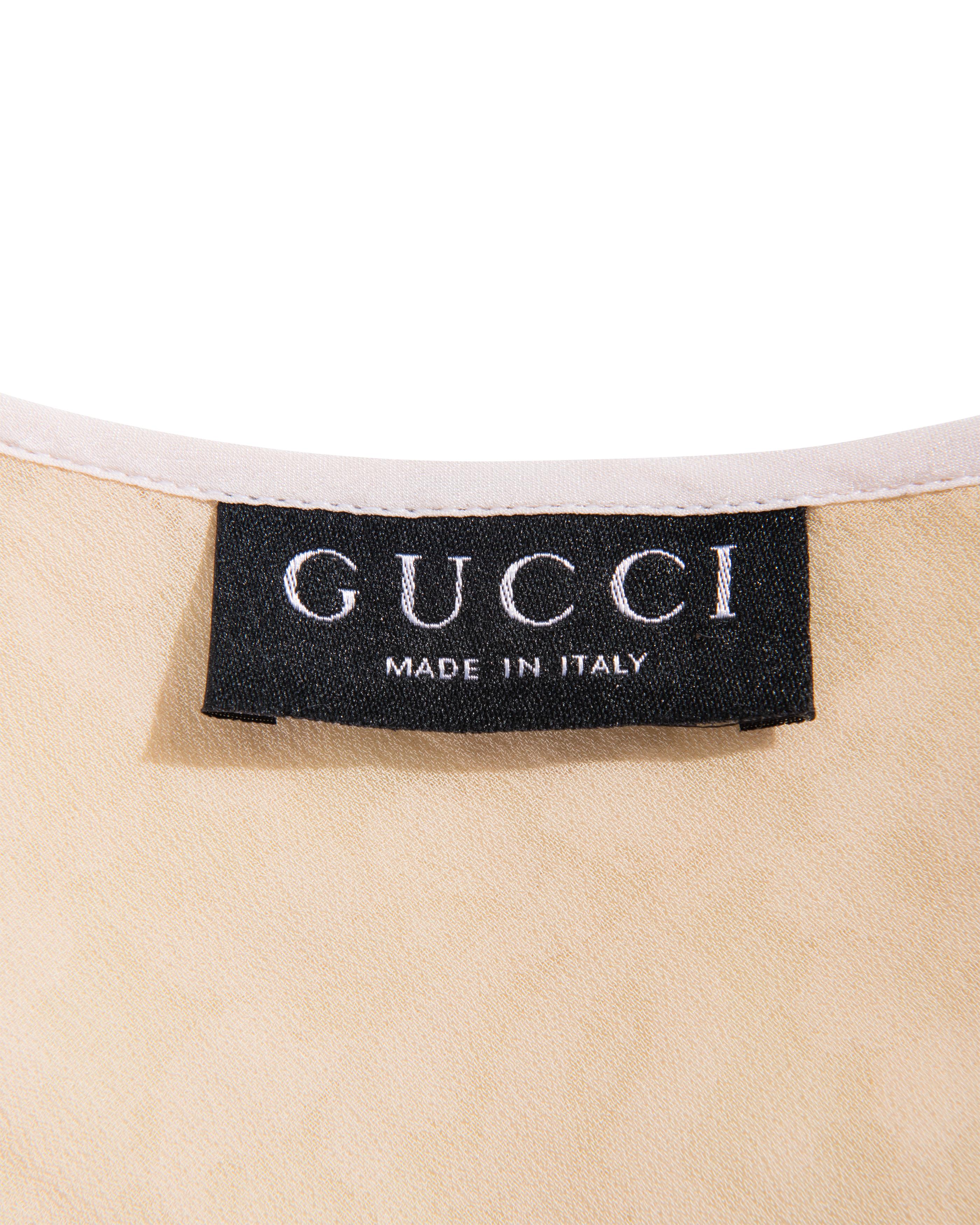 F/S 1996 Gucci by Tom Ford Weißes Spitzenkleid mit nudefarbenem Innenfutter 8