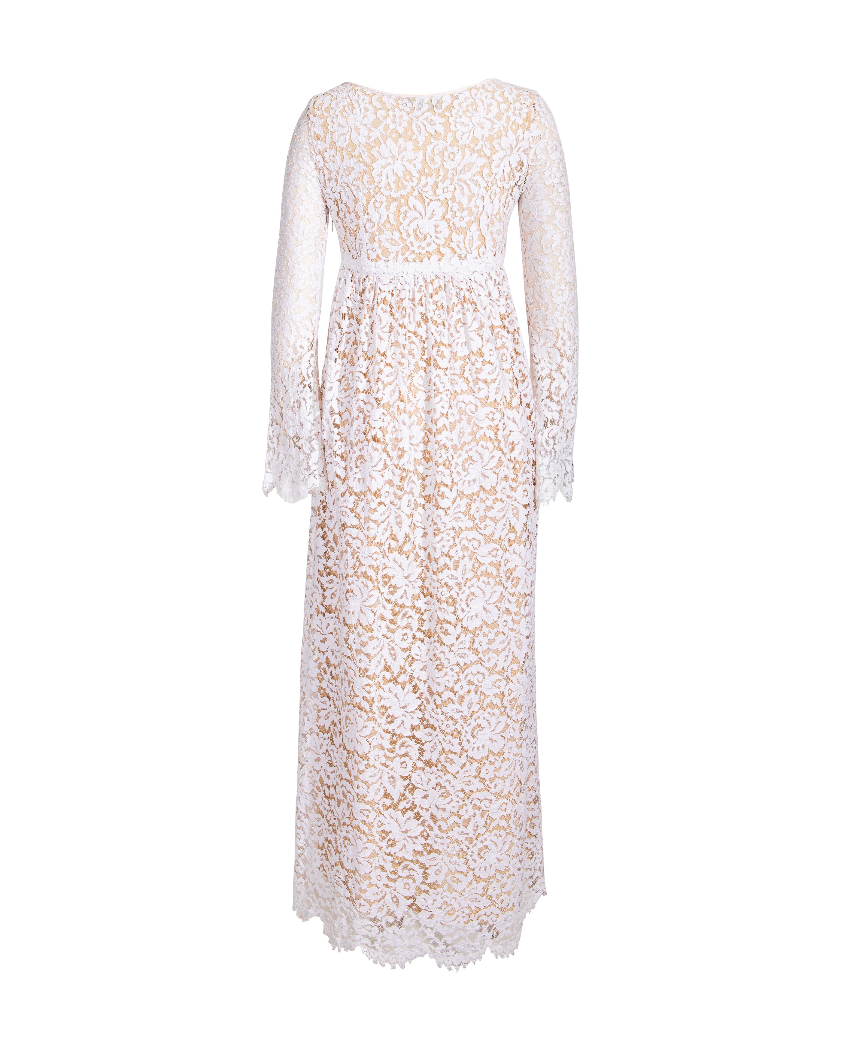 S/S 1996 Gucci by Tom Ford White Lace Gown with Nude Lining 2