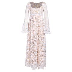 S/S 1996 Gucci by Tom Ford White Lace Gown with Nude Lining