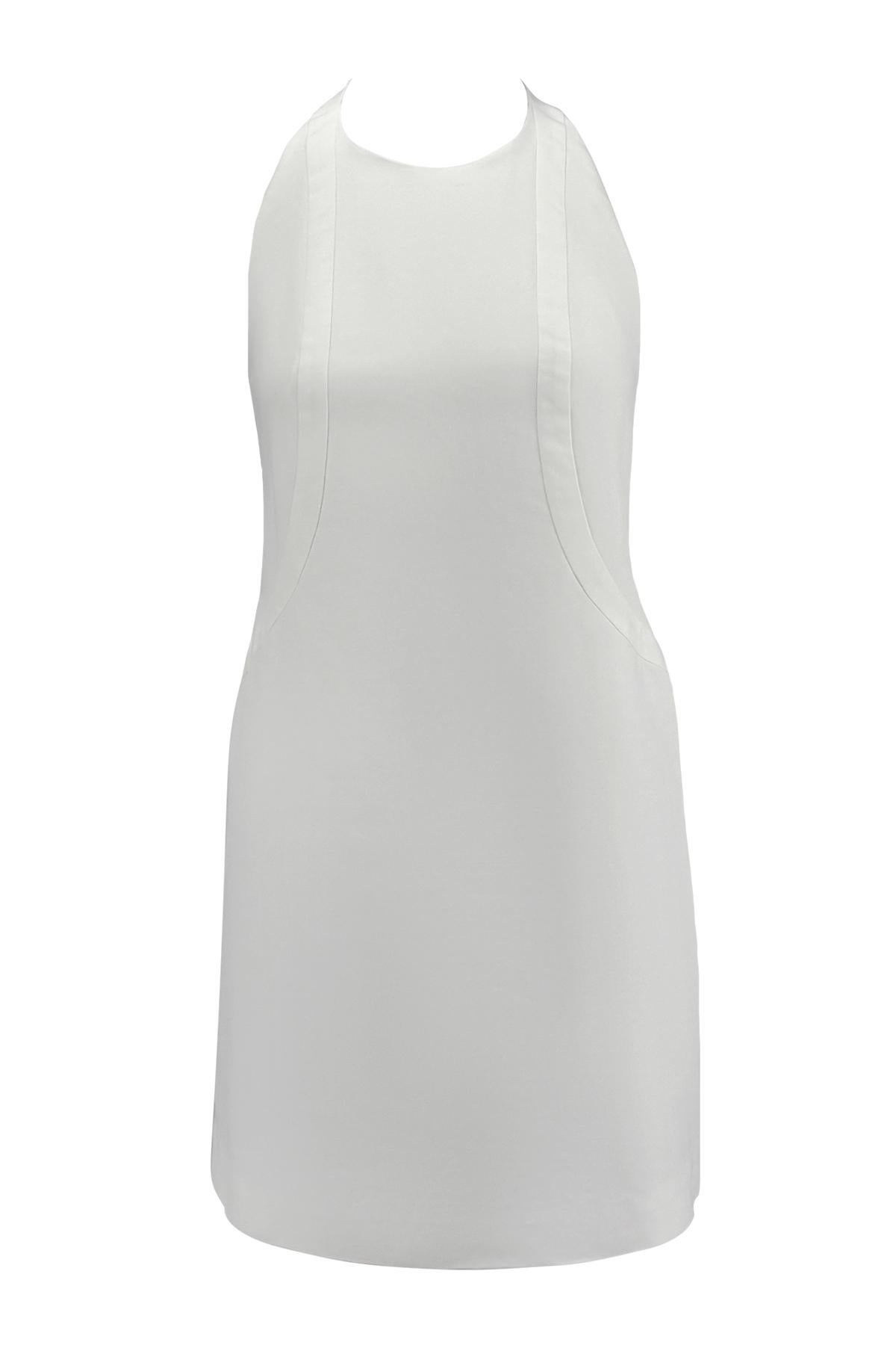Women's S/S 1996 Gucci by Tom Ford White Metal Logo Spine Backless Halter Dress For Sale