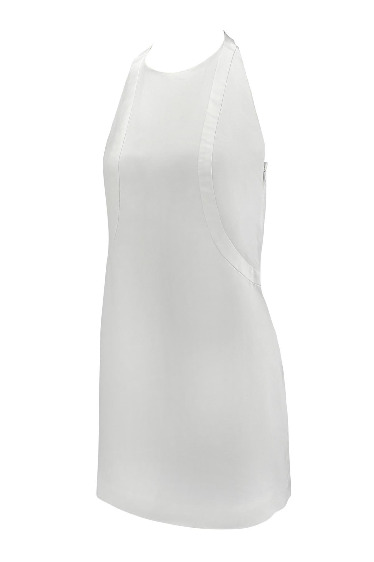 S/S 1996 Gucci by Tom Ford White Metal Logo Spine Backless Halter Dress For Sale 1