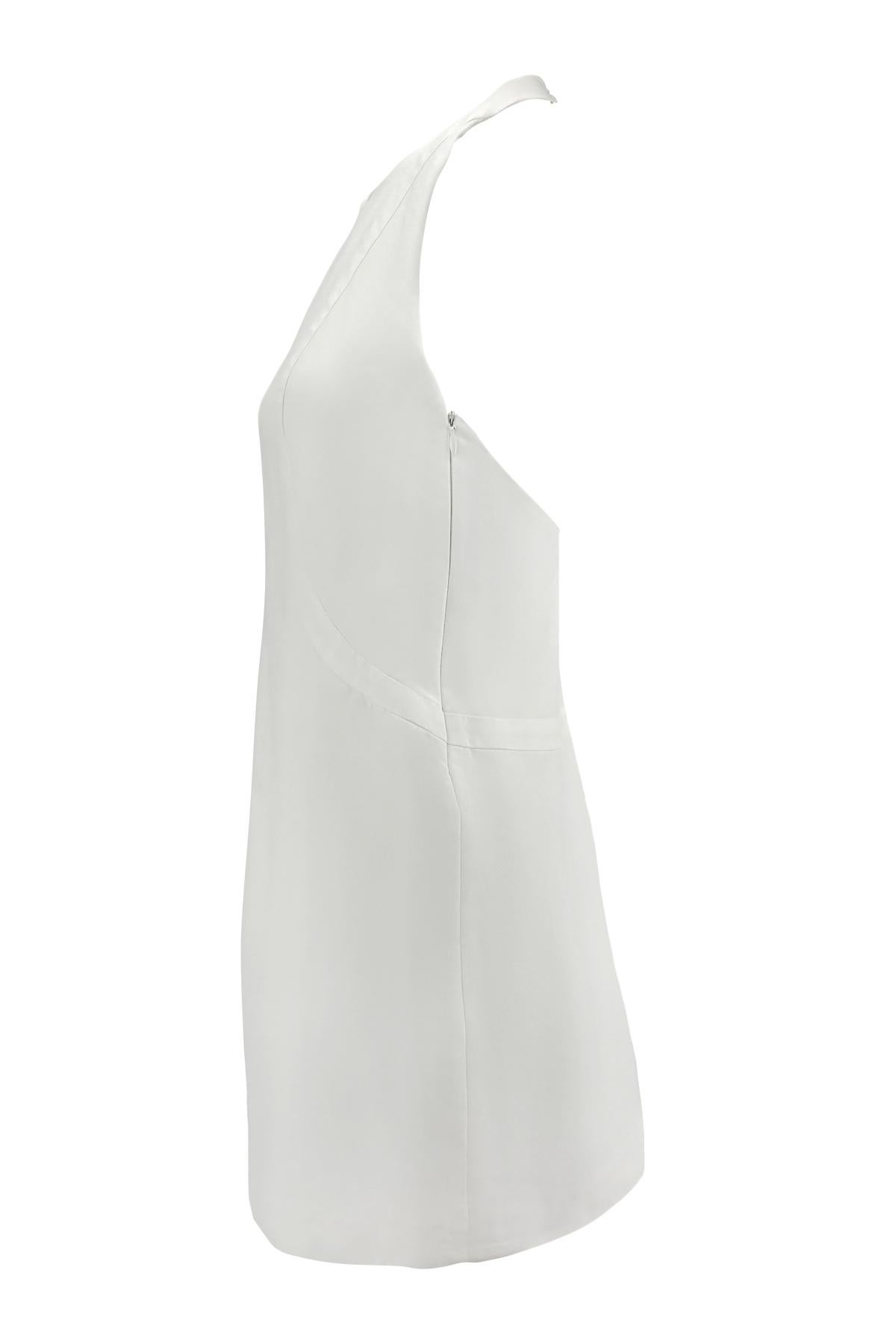 S/S 1996 Gucci by Tom Ford White Metal Logo Spine Backless Halter Dress For Sale 2