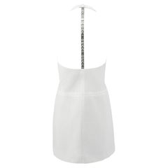 S/S 1996 Gucci by Tom Ford White Metal Logo Spine Backless Halter Dress