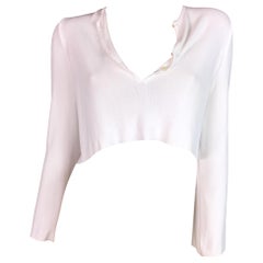 S/S 1996 Gucci by Tom Ford White Plunging L/S Crop Top