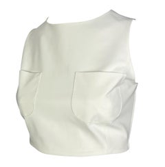 S/S 1996 Gucci by Tom Ford White Silk Crop Top Two Front Pockets
