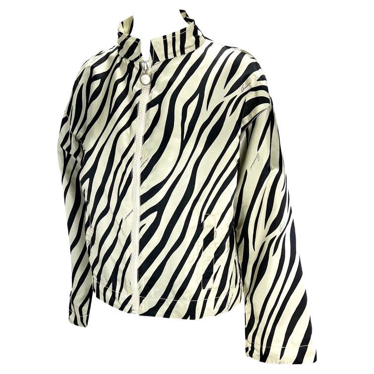 F/S 1996 Gucci by Tom Ford Zebradruck Zip Wind Breaker Jacke mit Reißverschluss (Beige) im Angebot