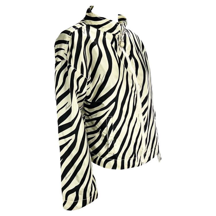 S/S 1996 Gucci by Tom Ford Zebra Print Zip Wind Breaker Jacket In Good Condition For Sale In West Hollywood, CA