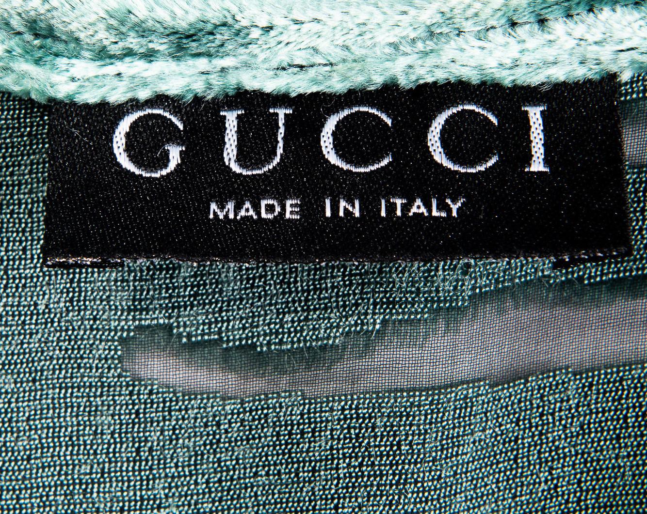 S/S 1996 Gucci Teal Velvet Burnout Mini Dress 7