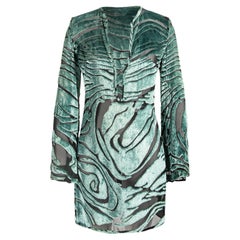 S/S 1996 Gucci Teal Velvet Burnout Mini Dress