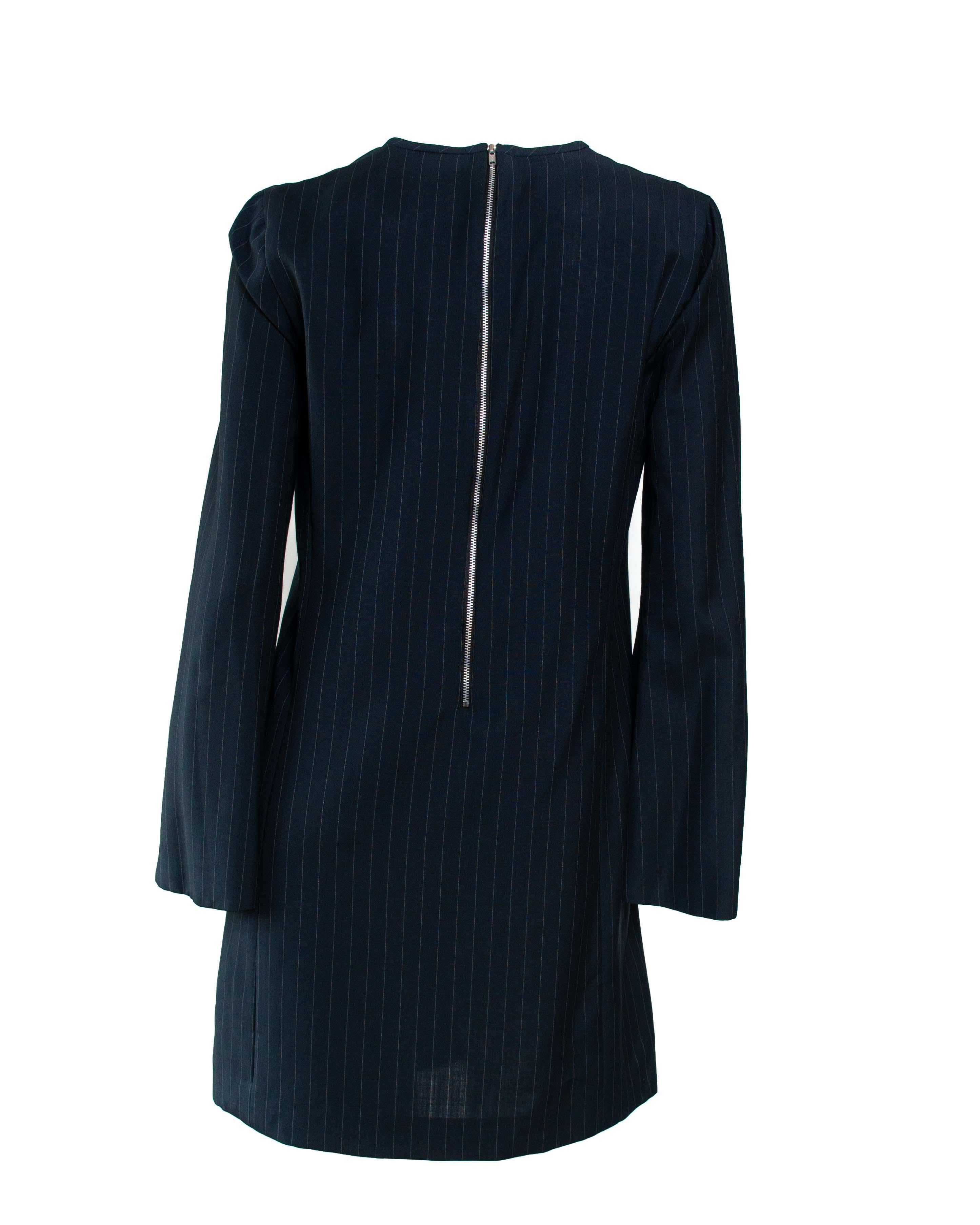 Women's S/S 1996 Gucci Tom Ford Pinstripe Mini Tunic Runway Dress with GG Clasp