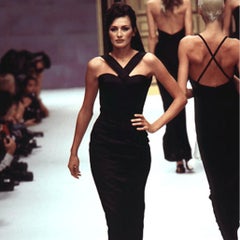 S/S 1996 Hervé Léger Black Crossover Strap Hourglass Cocktail Dress FR36