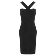 S/S 1996 Hervé Léger Black Crossover Strap Hourglass Cocktail Dress FR36