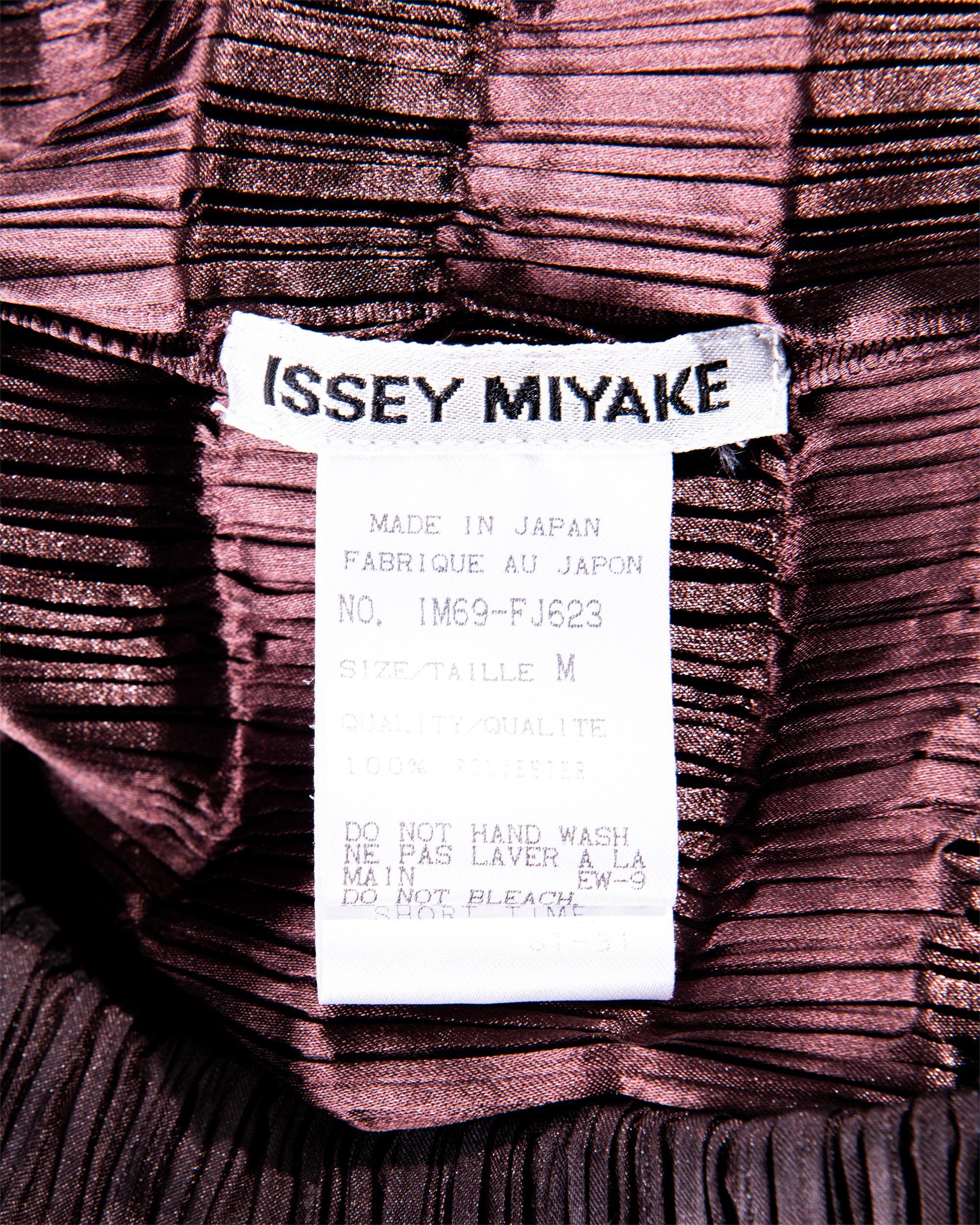 S/S 1996 Issey Miyake Brown-Purple Pleated Accordion Pant Set 9