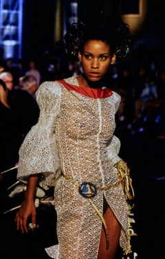 S/S 1996 John Galliano Paris Broderie Anglaise Ballet Peplum White Jacket Blazer
