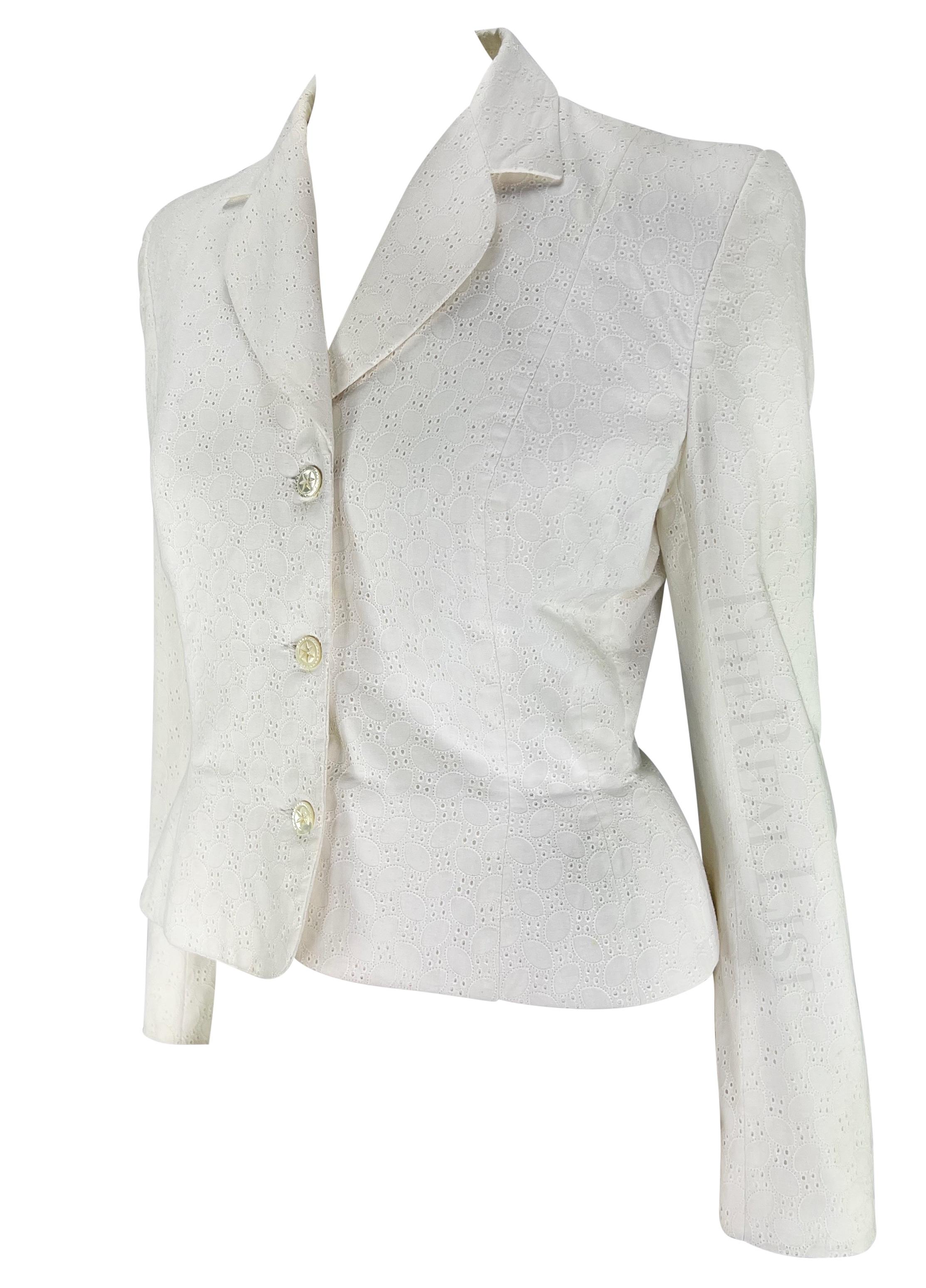 S/S 1996 John Galliano Paris Broderie Anglaise Ballet Peplum White Jacket Blazer In Excellent Condition For Sale In West Hollywood, CA