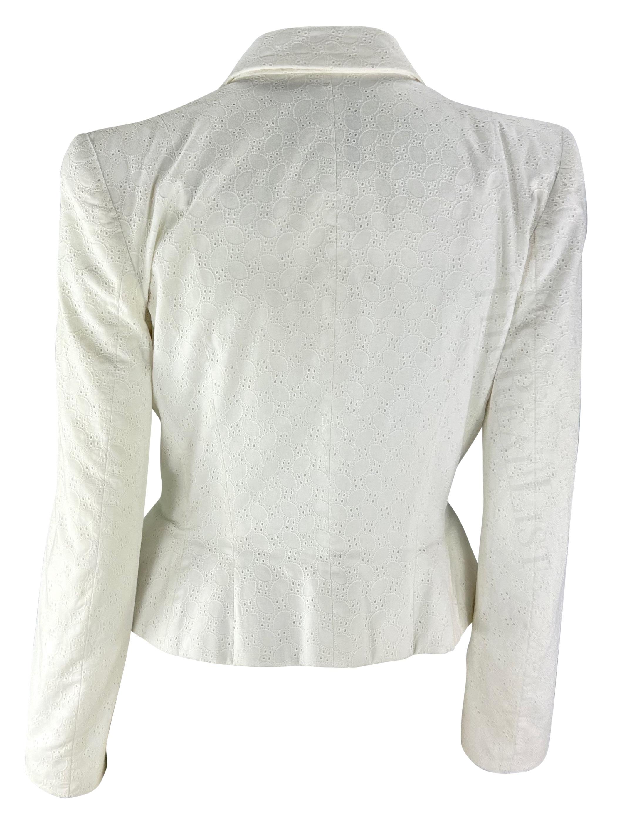 S/S 1996 John Galliano Paris Broderie Anglaise Ballet Peplum White Jacket Blazer For Sale 1