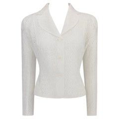 S/S 1996 John Galliano Paris Broderie Anglaise Ballet Peplum White Jacket Blazer