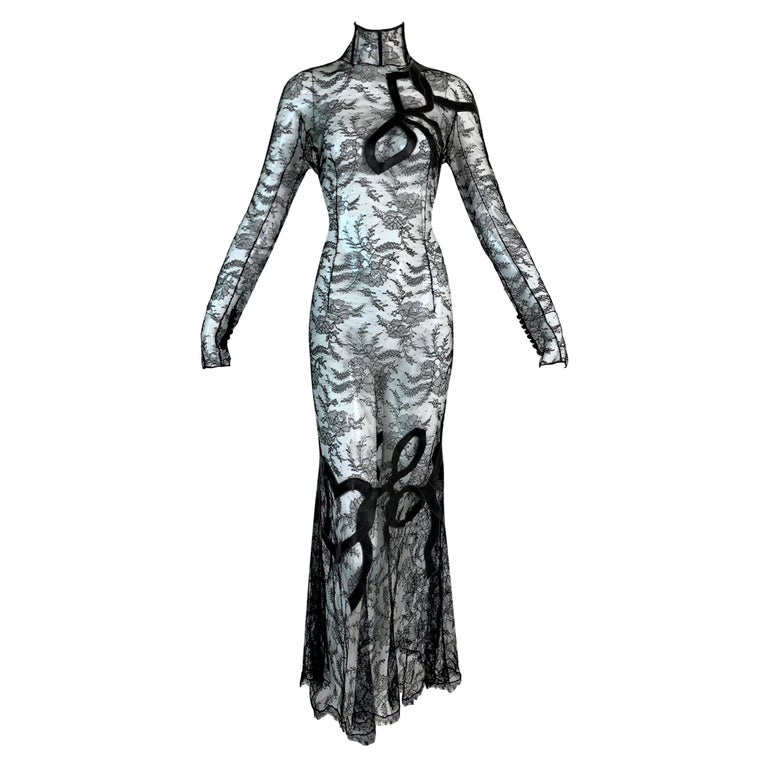 John Galliano sheer black lace gown, Spring/Summer 1996, offered by My Haute Wardrobe