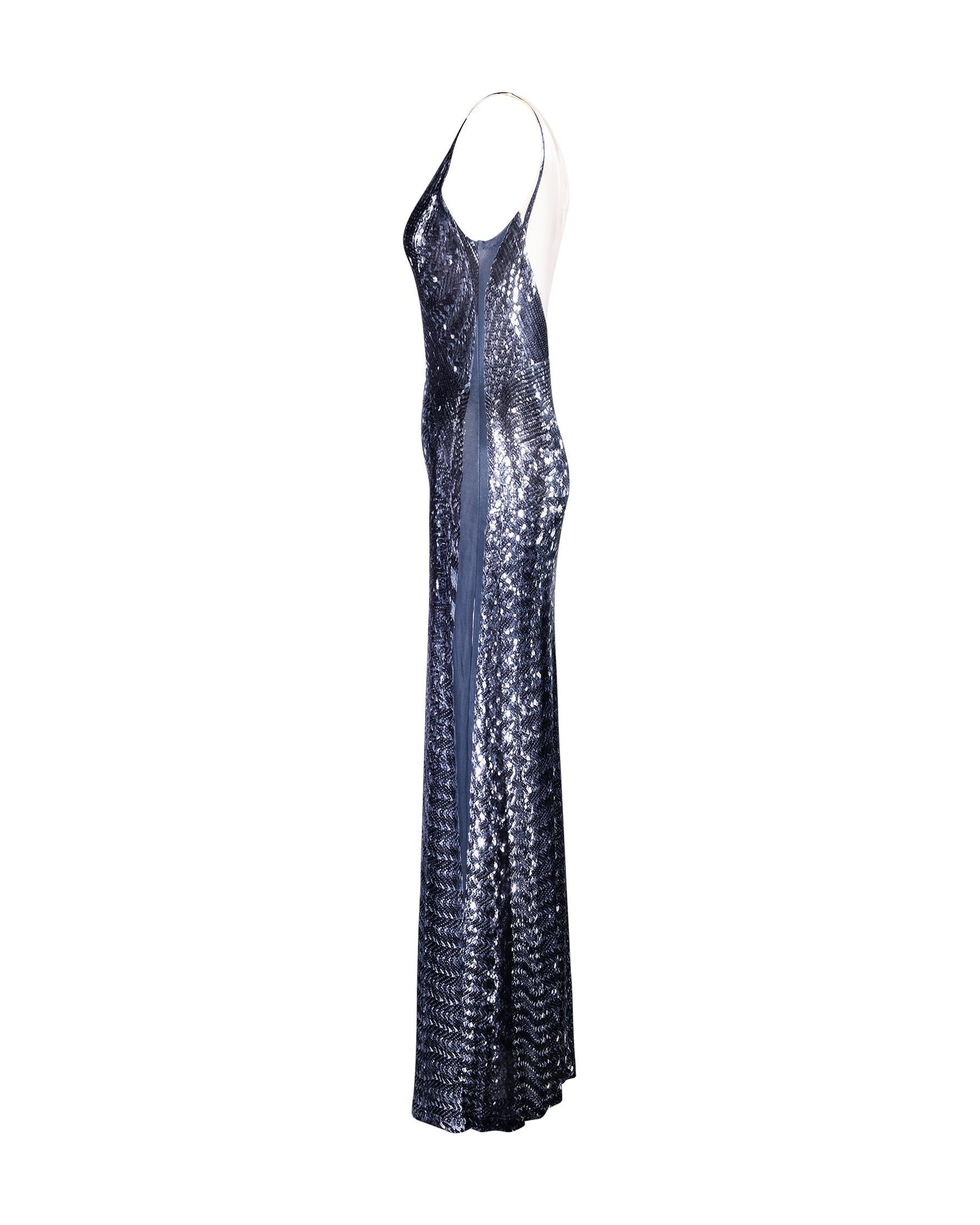 S/S 1996 Maison Martin Margiela Sequin Print Trompe L'Oeil Maxi Dress In Good Condition In North Hollywood, CA