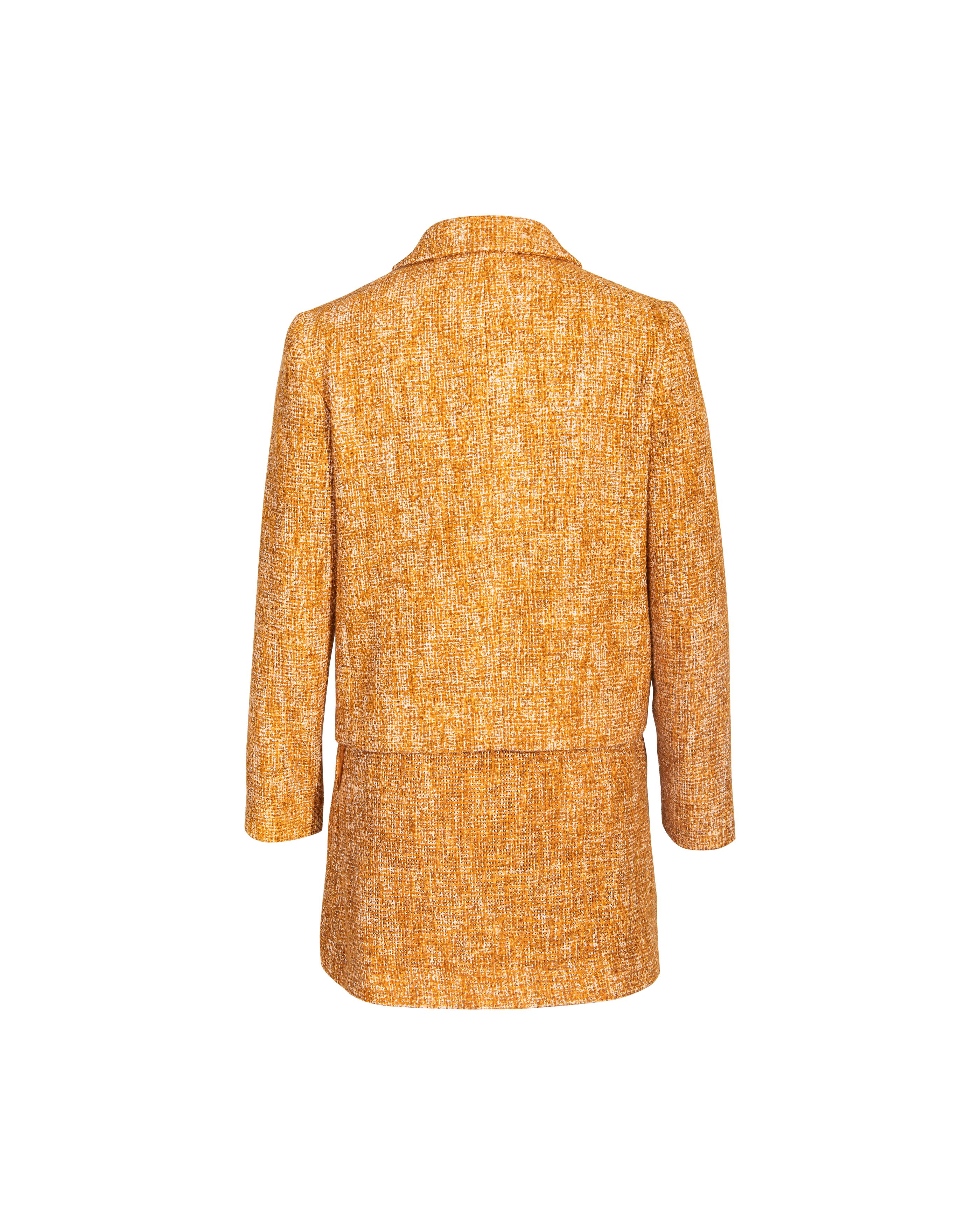 Women's S/S 1996 Prada by Miuccia Prada Orange Tweed Skirt Set