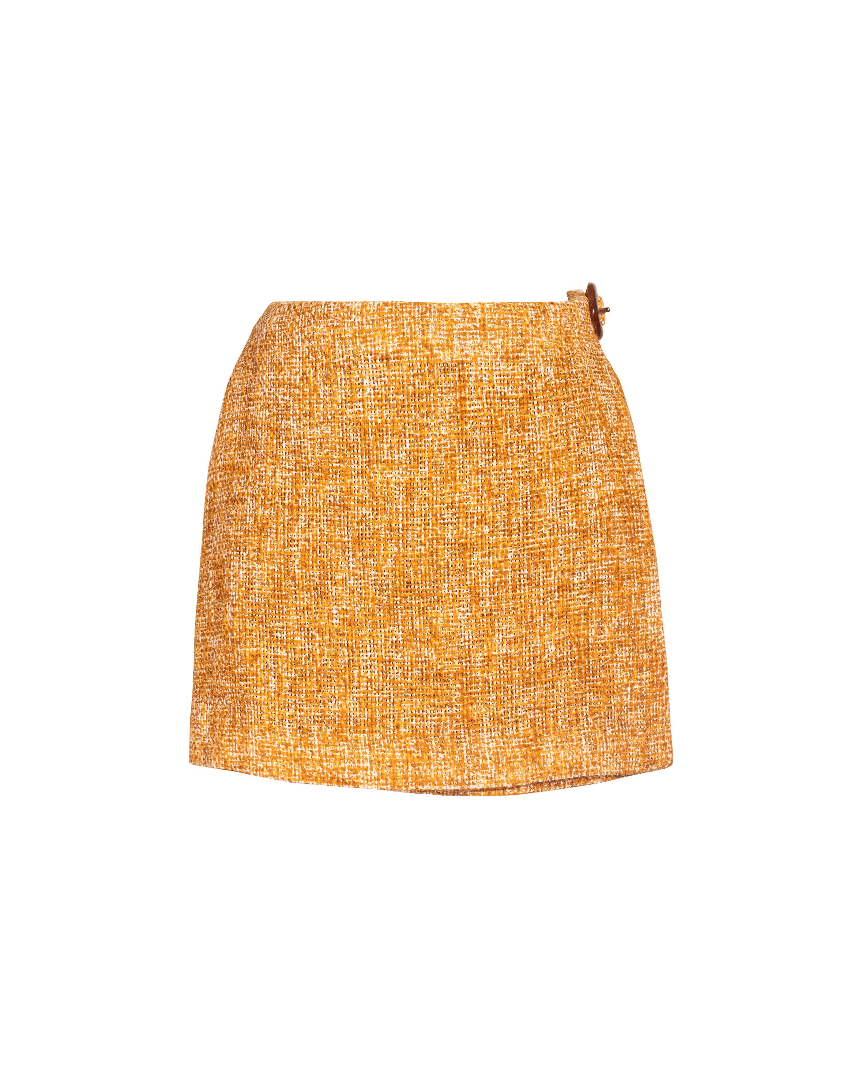 S/S 1996 Prada by Miuccia Prada Orange Tweed Skirt Set 2