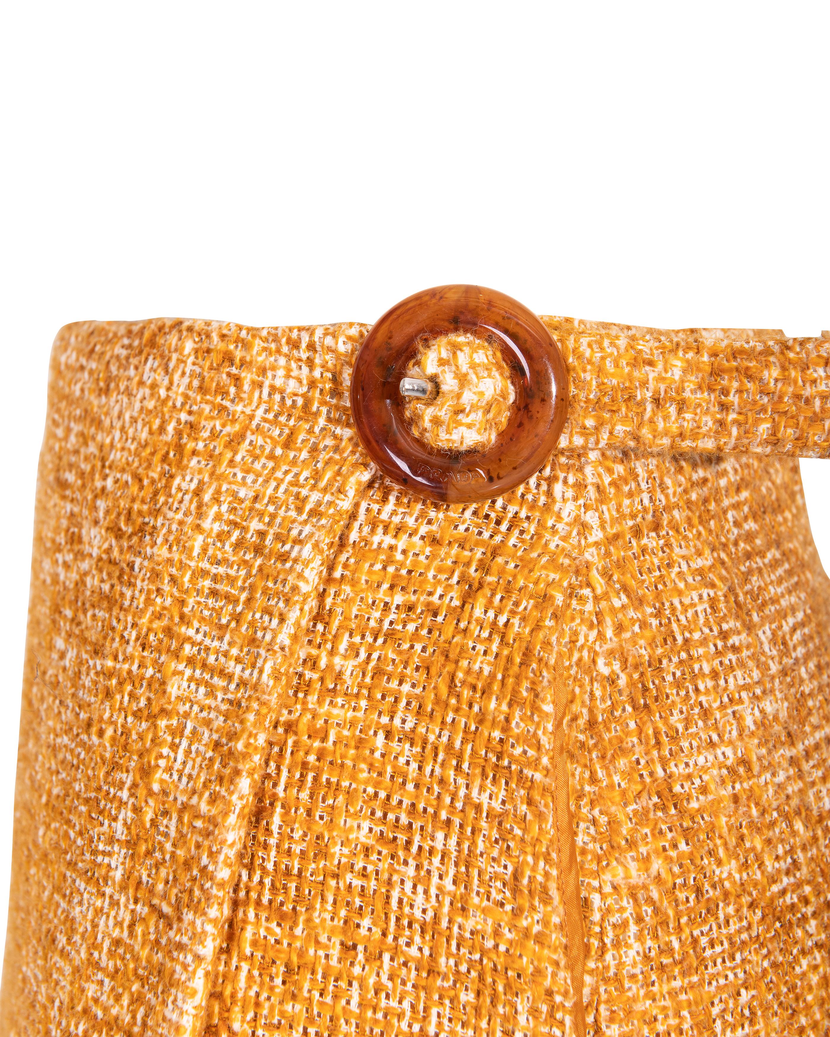 S/S 1996 Prada by Miuccia Prada Orange Tweed Skirt Set 4