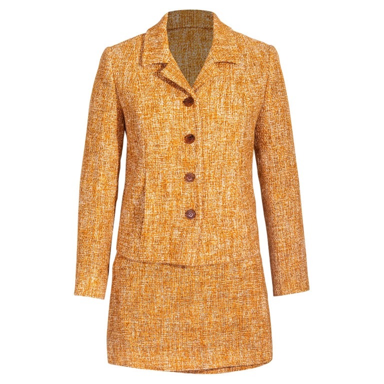 S/S 1996 Prada by Miuccia Prada Orange Tweed Skirt Set at 1stDibs