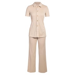 Vintage S/S 1996 Prada by Miuccia Prada Short Sleeve Pant Suit Set