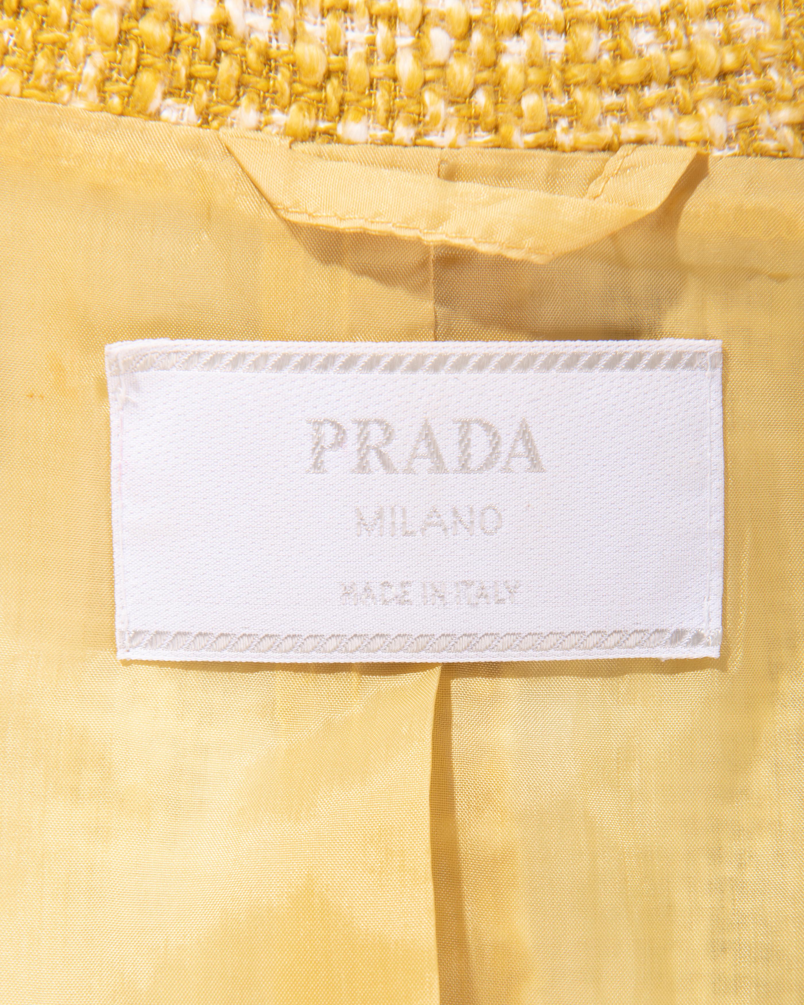 S/S 1996 Prada by Miuccia Prada Yellow-Green Tweed Skirt Set 11