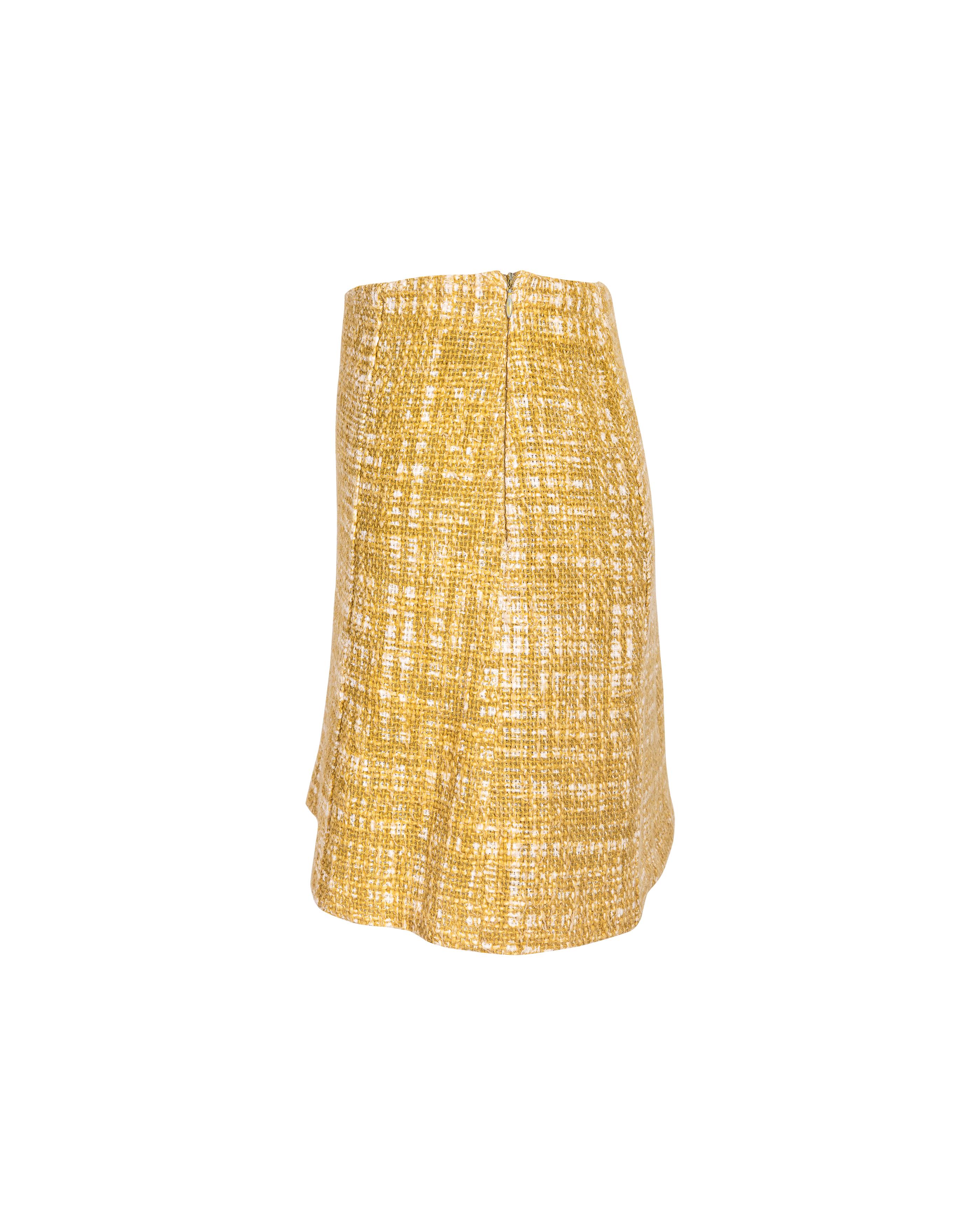 S/S 1996 Prada by Miuccia Prada Yellow-Green Tweed Skirt Set 4