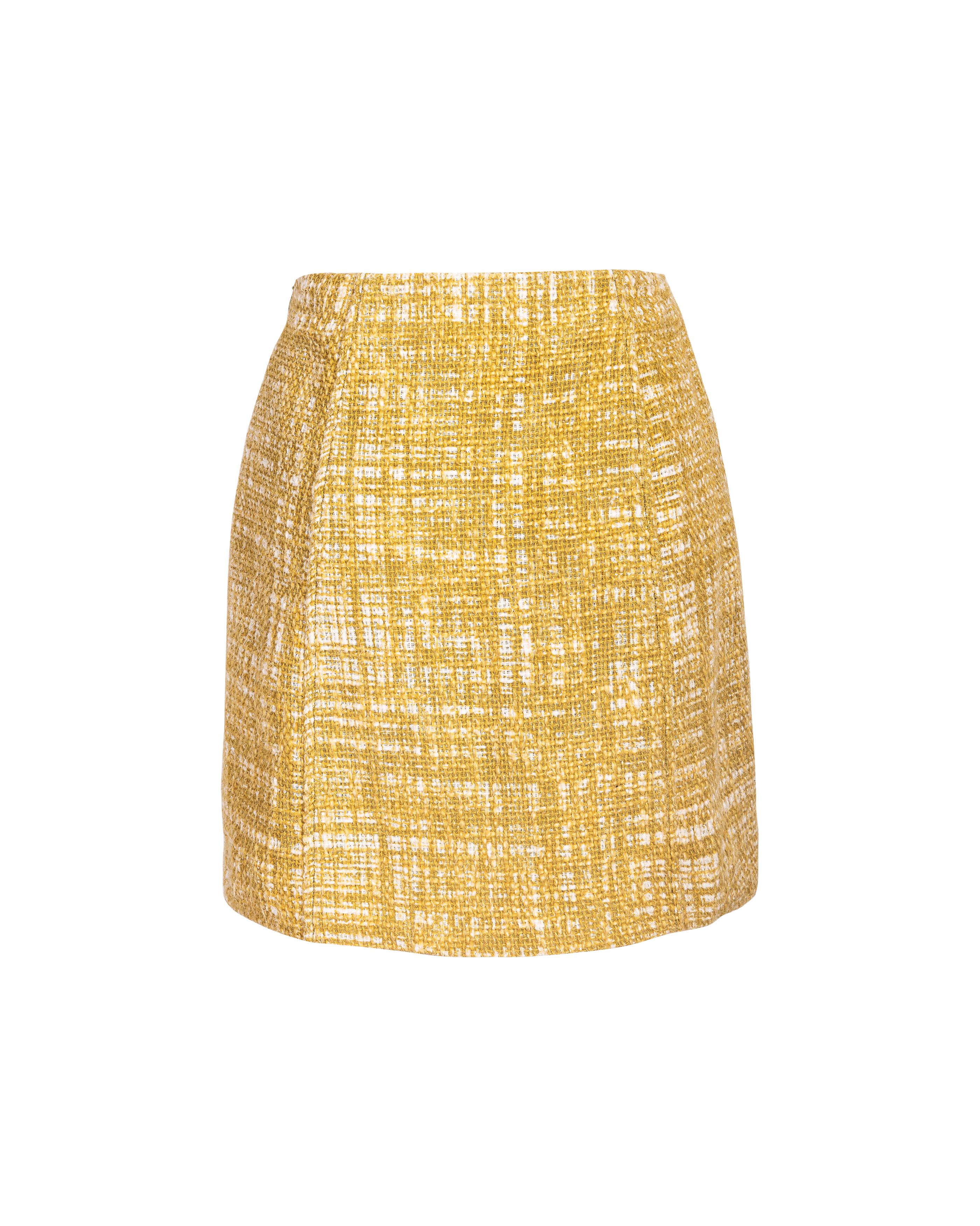 Set di gonne in tweed giallo-verde Prada by Miuccia Prada per la P/E 1996 5