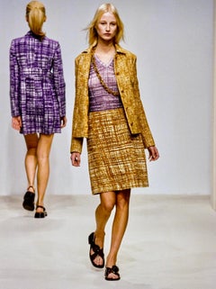 S/S 1996 Prada 'Ugly Chic' Orange Tweed Belted Sleeveless Dress