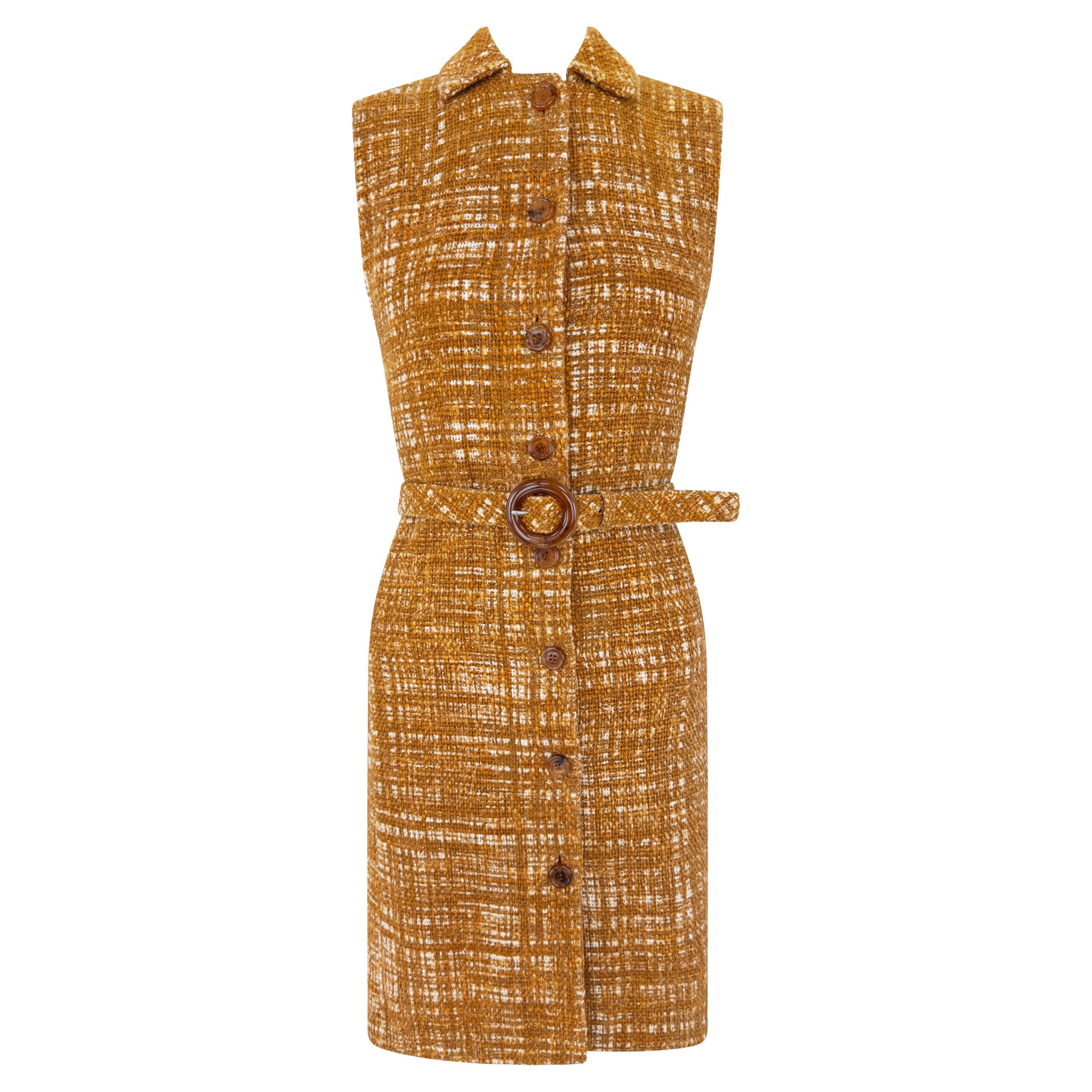 S/S 1996 Prada 
Ugly Chic
 Orange Tweed Belted Sleeveless Dress en venta