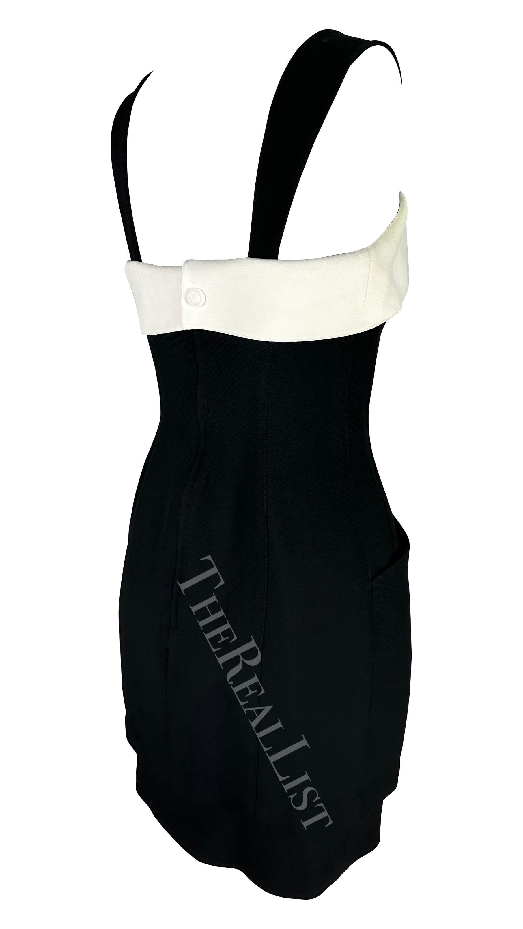 S/S 1996 Thierry Mugler Runway Mini robe cintrée à bordures noires et blanches en vente 2