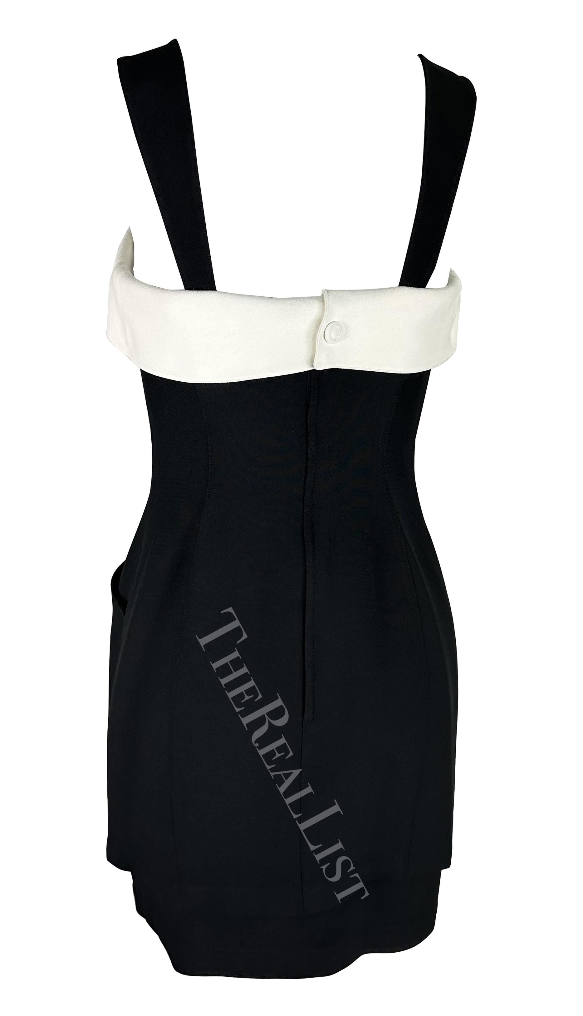 S/S 1996 Thierry Mugler Runway Black White Trim Cinched Mini Dress For Sale 3