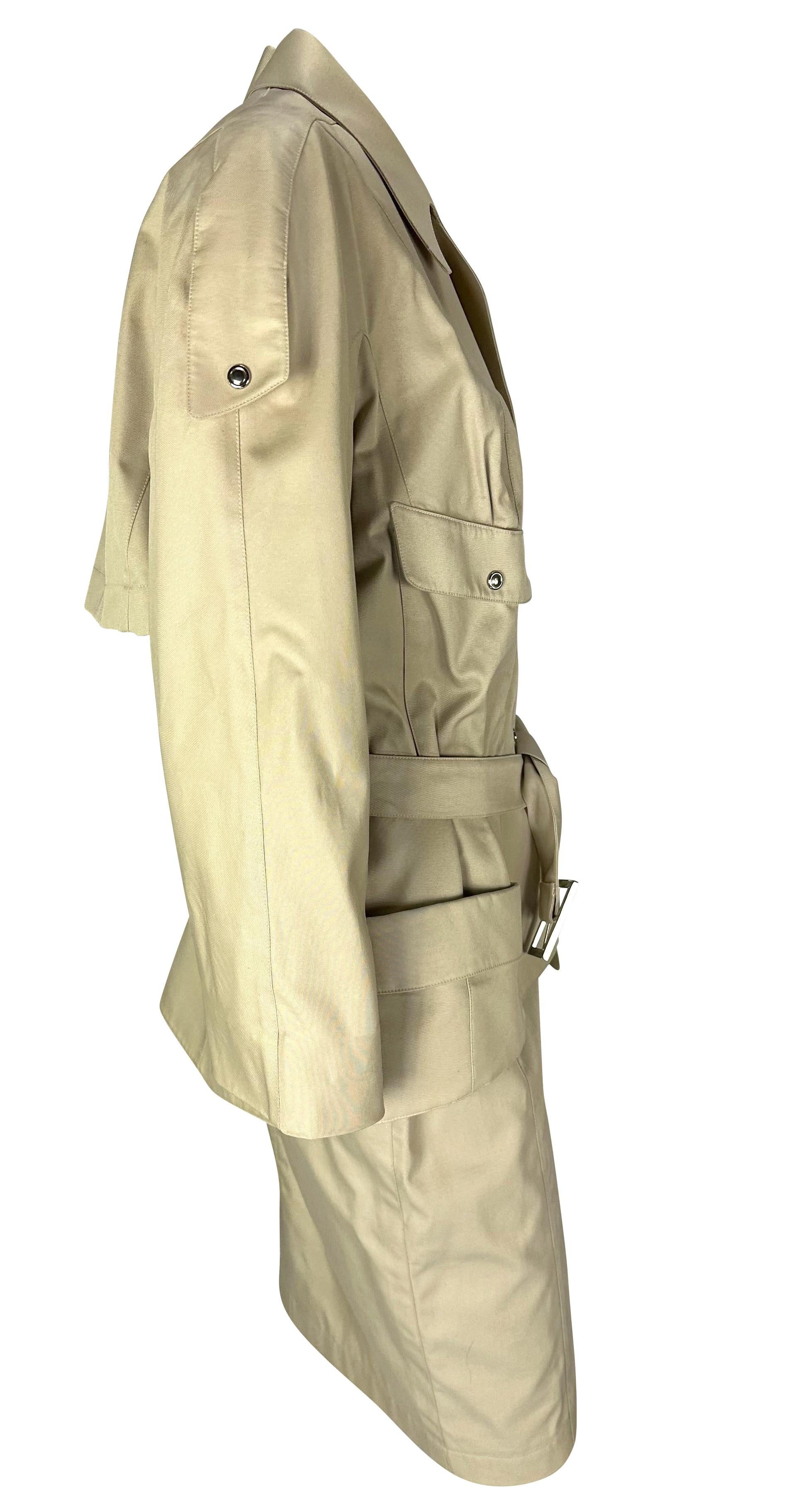 S/S 1996 Thierry Mugler Runway Khaki Cinched Belted Skirt Suit For Sale 1
