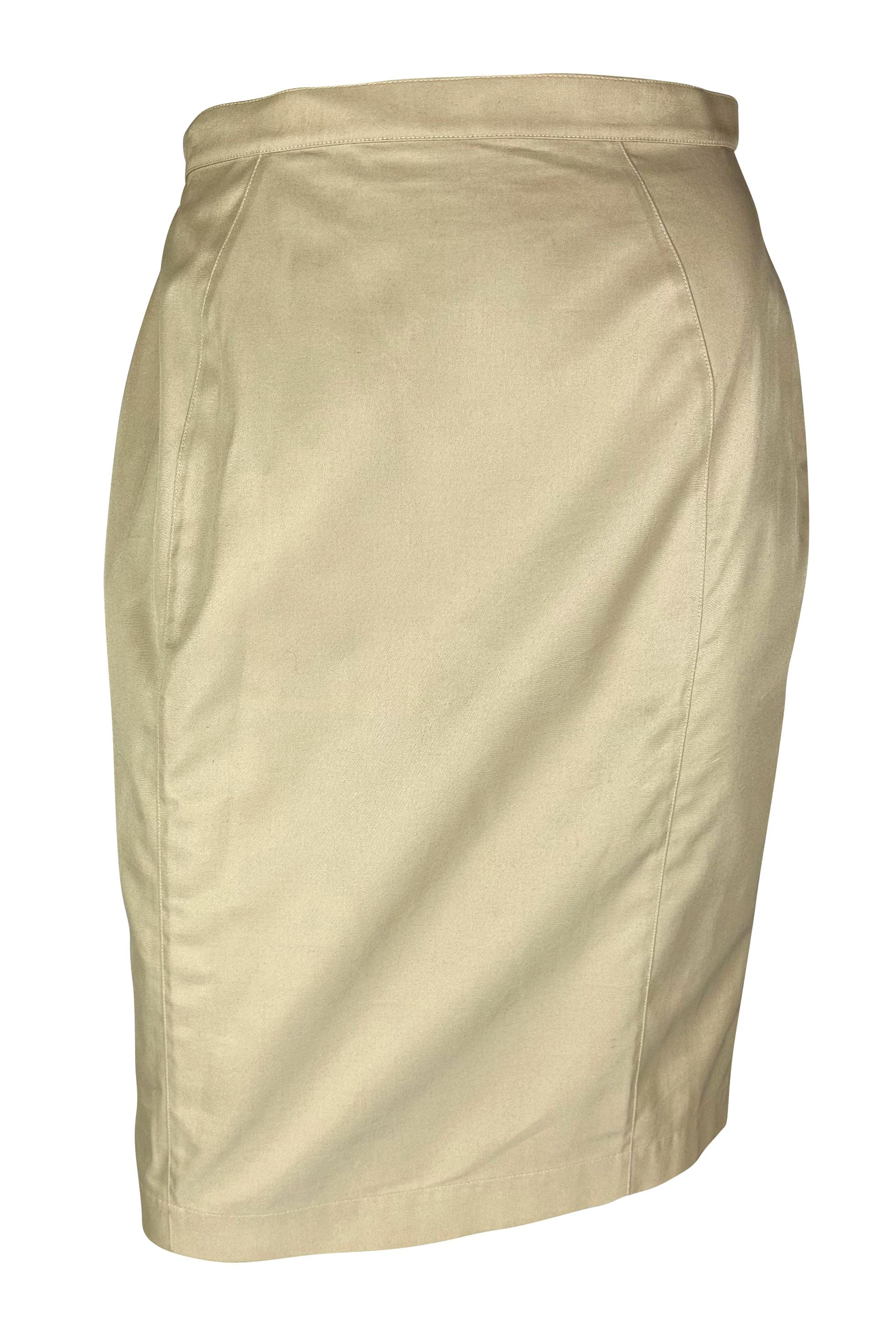 S/S 1996 Thierry Mugler Runway Khaki Cinched Belted Skirt Suit For Sale 1