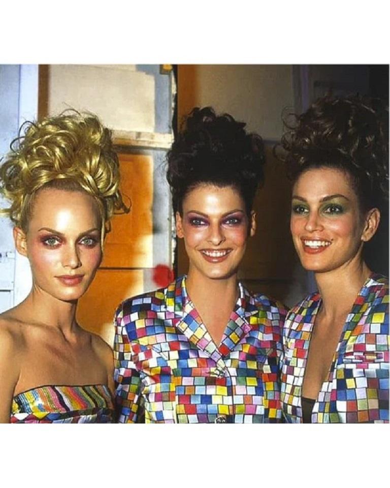 S/S 1996 Todd Oldham Rainbow Brick Patterned Midi Dress 2