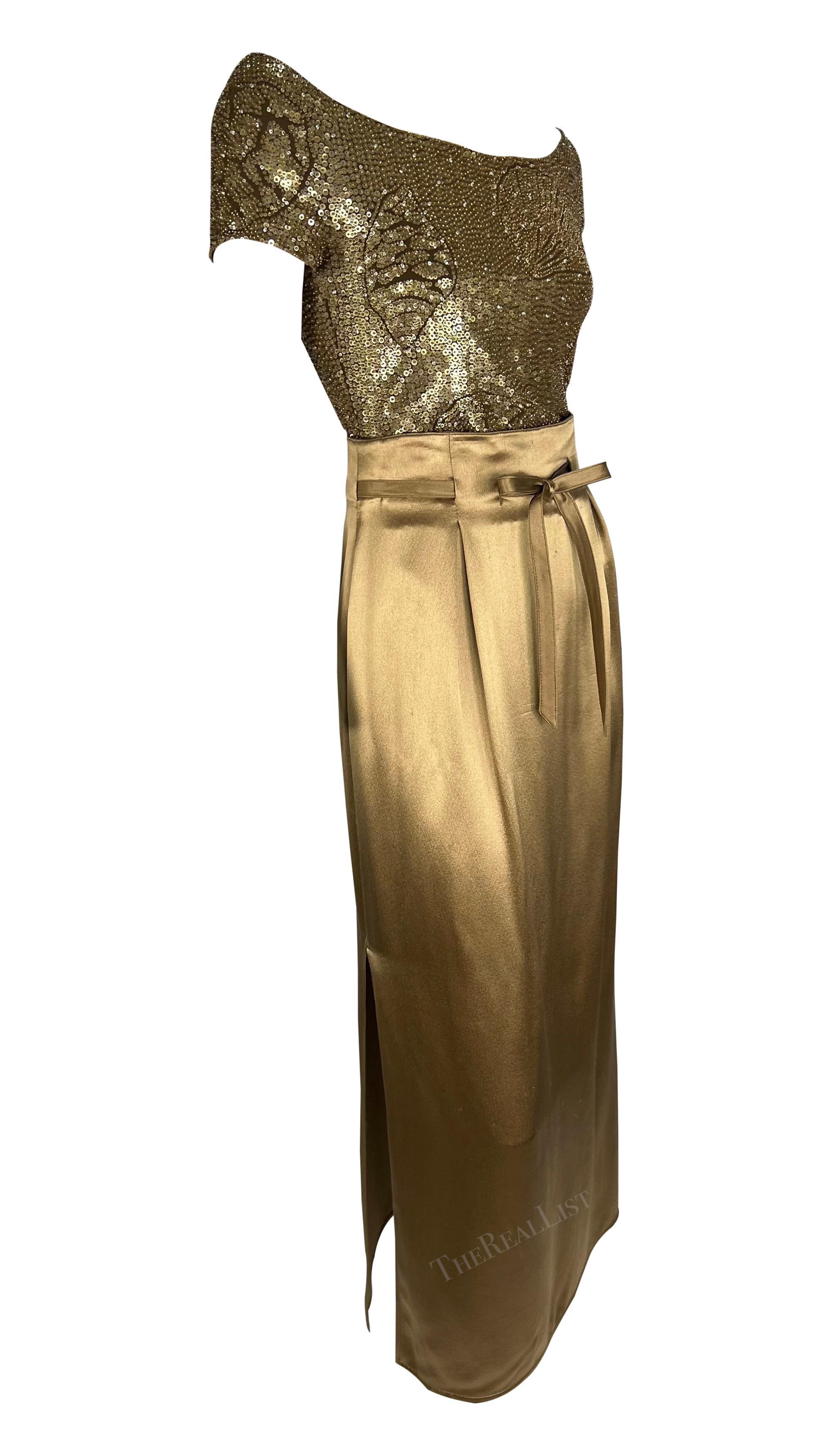 P/E 1996 Valentino Garavani Runway Set di perline e paillettes, body e gonna in raso in vendita 5