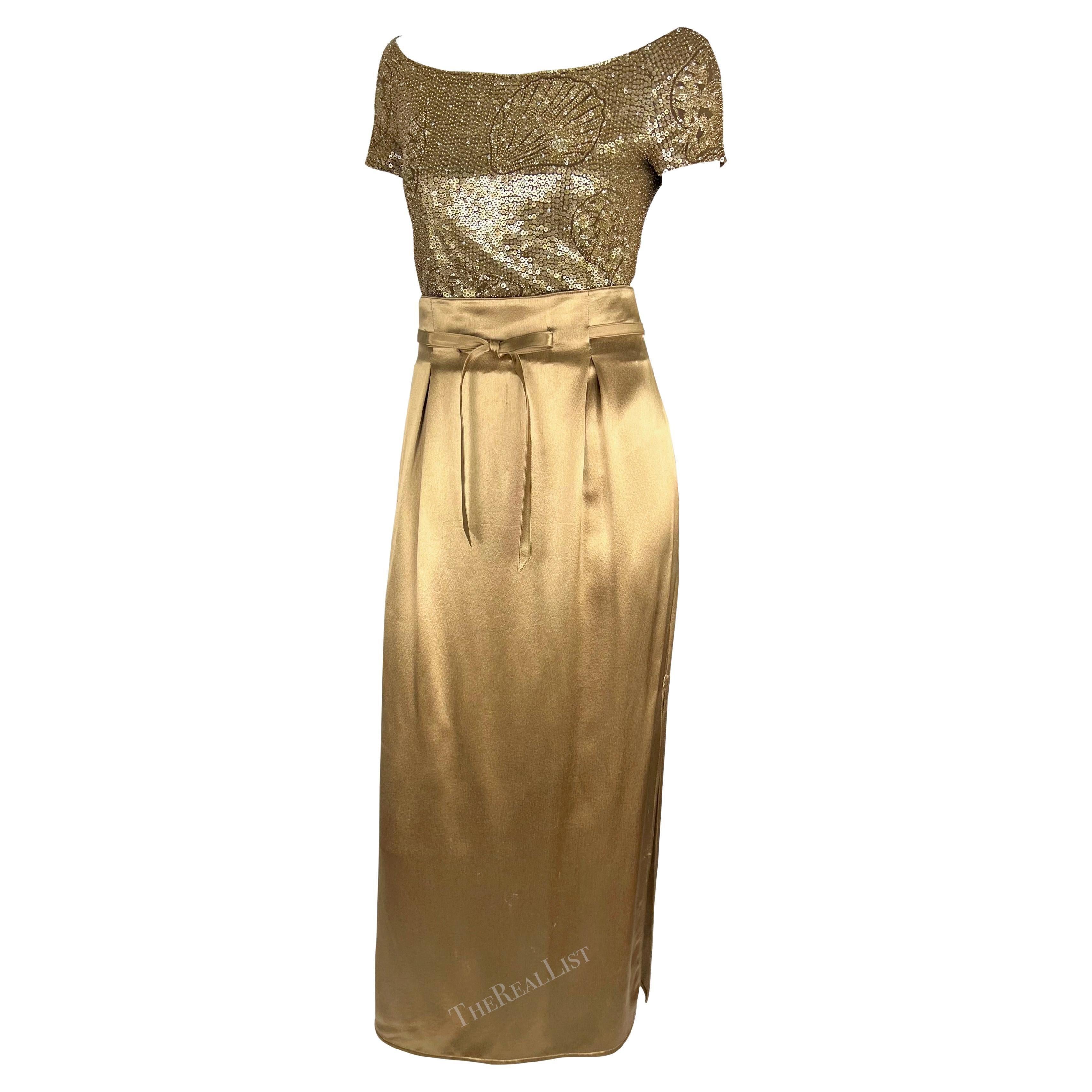 P/E 1996 Valentino Garavani Runway Set di perline e paillettes, body e gonna in raso in vendita 2